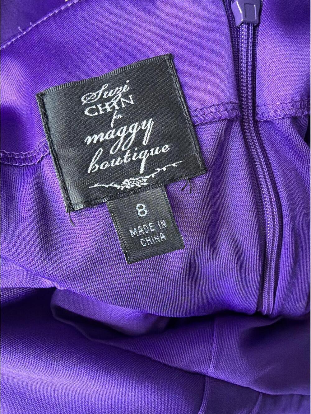 Vintage Suzi Chin Ruched Cocktail Dress Purple Size 8 - Picture 6 of 7